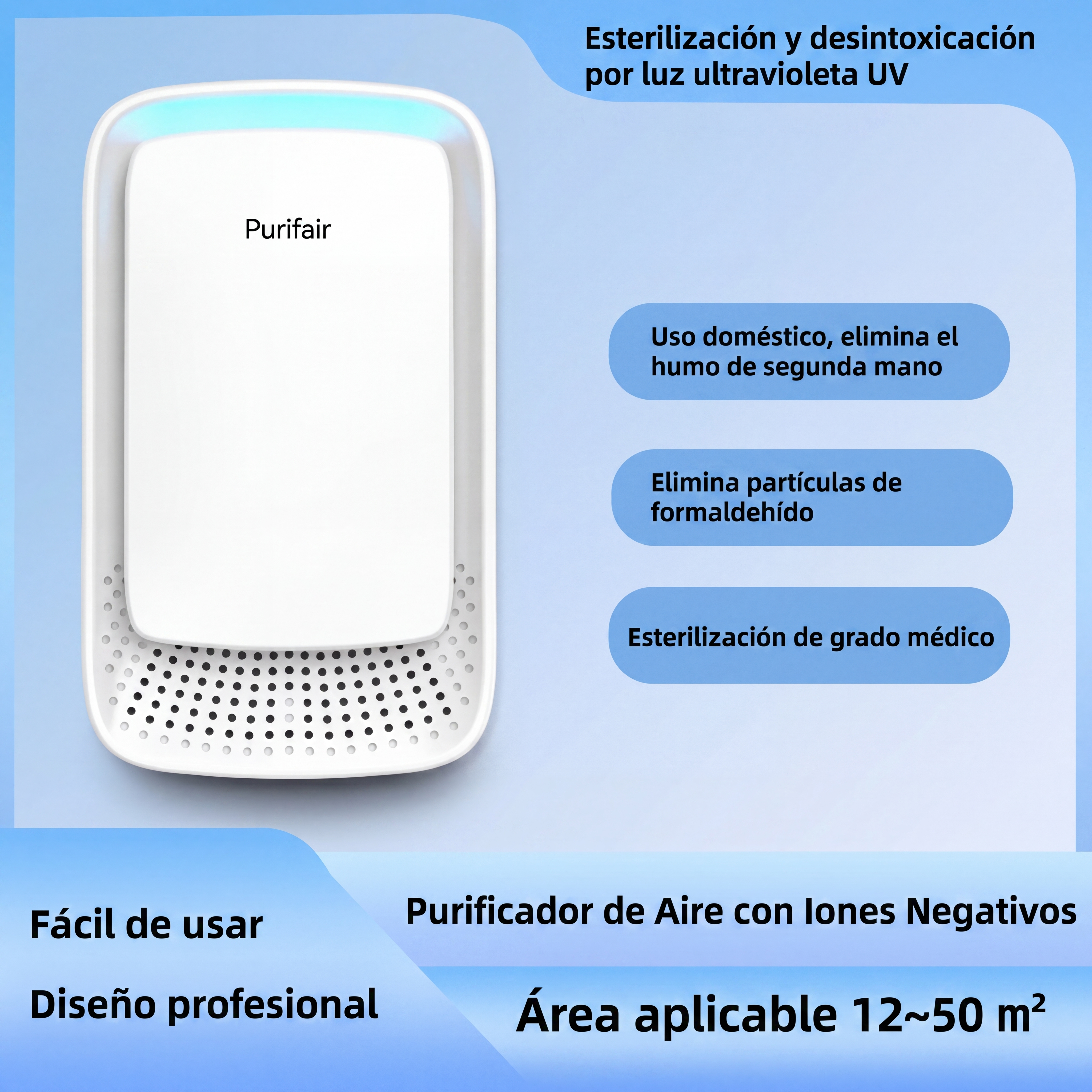 Purificador y Esterilizador de Aire Purifair KSA4 - Con filtro HEPA y función ionizadora